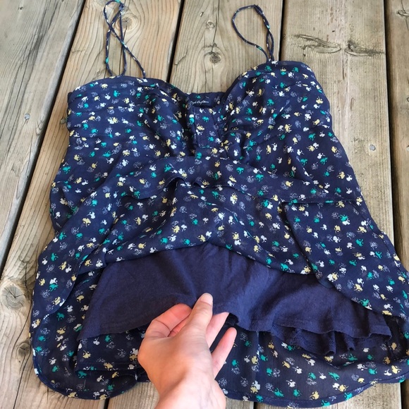 Thin-strap Blue Flowy Tank Top AMERICAN EAGLE (Size XS) - Picture 3 of 6
